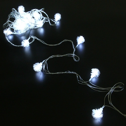 Гирлянда для дома 4,0 м 20 ламп LED с насадками ОДУВАНЧИК, прозрачпров, 1 режим,IP-20 Белый (возможность соединения)_2