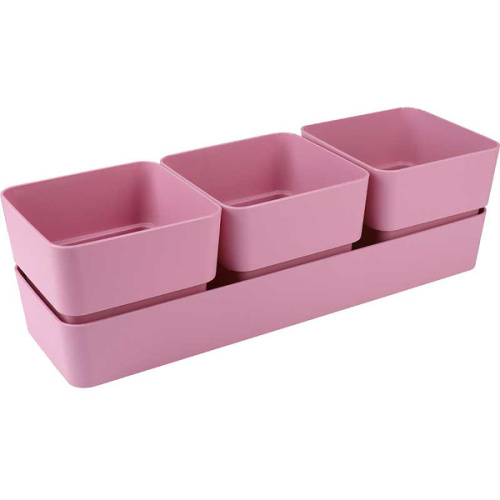 Кашпо для цветов пластиковое 0,45л 29,2*9,6см "Фиори" Трио пунш