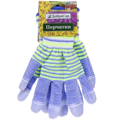 Перчатки нейлоновые "Неон" с ПВХ покрытием облив пальцев, синии 8 р-р ДоброСад