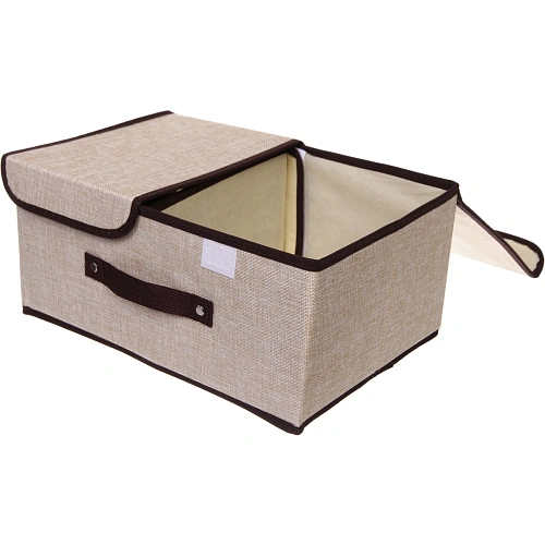 Короб - органайзер складной стеллажный для хранения вещей ДОМания, цвет бежевый, два отделения, 362516см (лейбл)_3