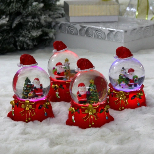 Сувенир Снежный шар "Украшаем Елочку" 6.5*7*13 см (с подсветкой), микс