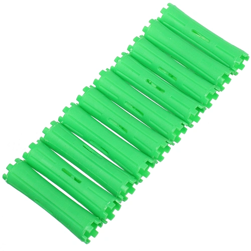 Бигуди пластмассовые-коклюшки 10шт "Styling", микс 6 цветов, d=2см (прозрачный пакет с подвесом), без резинки  (зелёные)