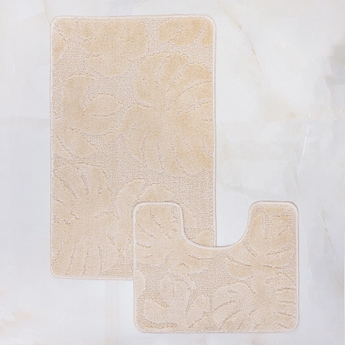 Комплект ковриков для ванной и туалета My Crystal серия Gold 50*80 и 40*50 Монстера,бежевый