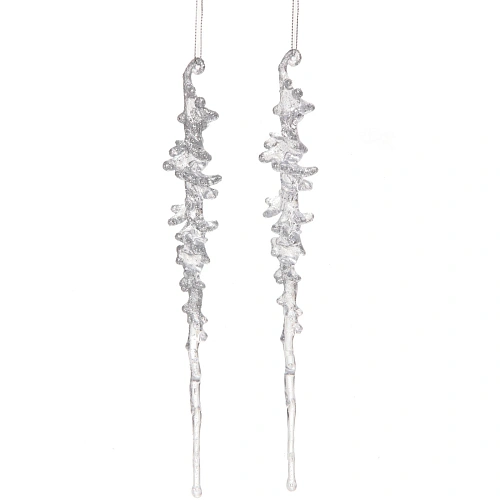 Подвеска Кристальная сосулька 26 см (набор 2 шт), Серебро_2