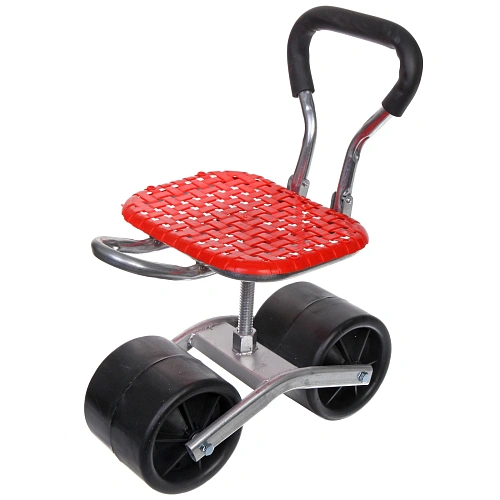 Стул садовый на колесах для прополки и работы в саду 354714см с поворотным механизмом(360°) складная спинка, цвет красный_3