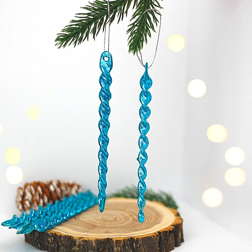 Подвеска "Волшебная сосулька" 13 см (набор 6 шт), Голубой