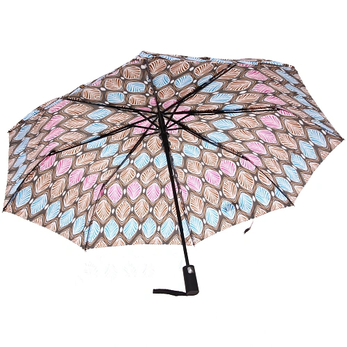 Зонт женский полуавтомат Ultramarine- Маниока, микс 6 цветов, 8 спиц, d-100см, длина в слож виде 28см, голубые цветы_19