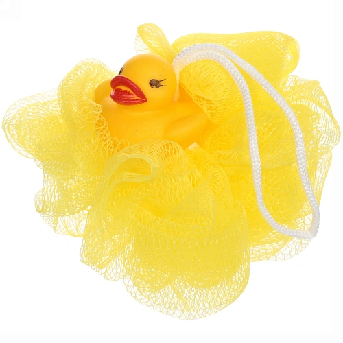 Мочалка-шар для тела полипропиленовая детская "Baby Boom - Утенок", цвет желтый, 20гр, d-11см✦