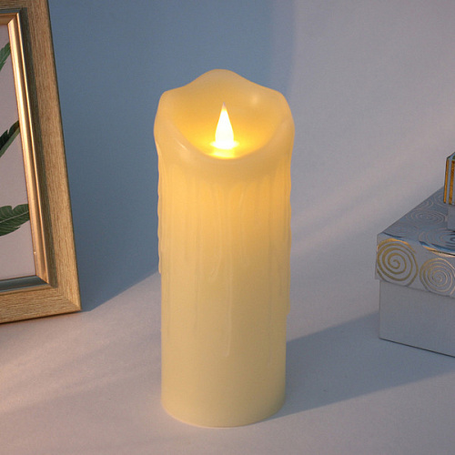 Сувенир с подсветкой "Свеча восковая - Изыск" 7,5*20 см - облита воском (работает от батареек 3 ААА)