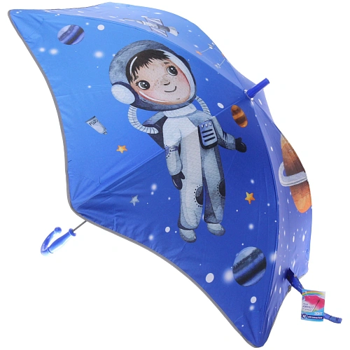 Зонт детский безопасный «KidsZontik», Космонавт, светоотраж элементы, плотный винил, длина 65см, d-90см_6