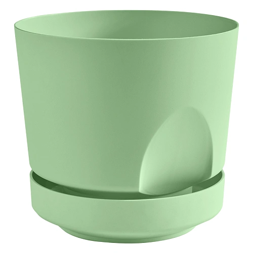 Кашпо для цветов пластиковое 0,8л d-12см "Тренд"с поддоном Мята 
