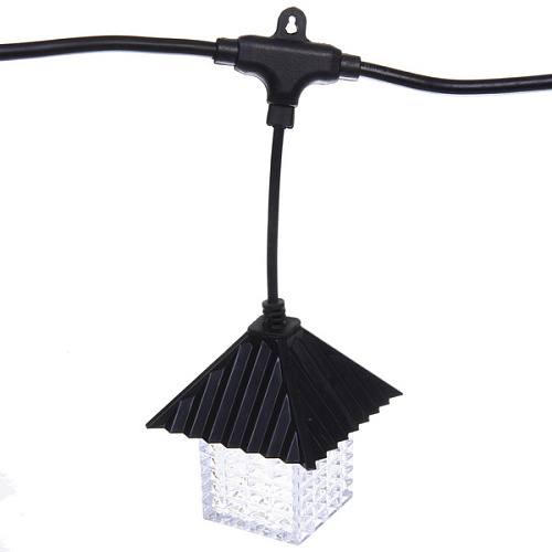 Гирлянда для улицы Домики 5 м 10 ламп LED (8,510 см) чернпров, 1 реж,IP-55 (220 V), Белый_8