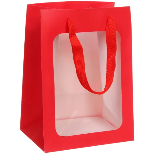 Пакет для цветов и подарков"Искренний подарок" 18*13*25 см, Красный
