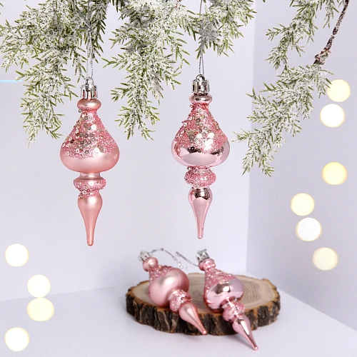 Елочные украшения "Glamour" 10 см (набор 4 шт), Розовое золото