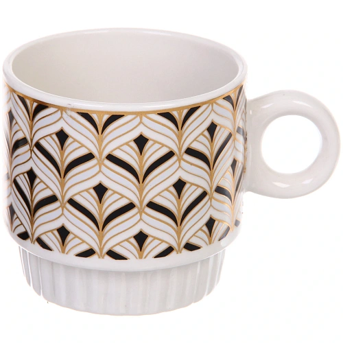 Набор кружек на стойке 280мл Золотой узор, цвет золото с черным_8