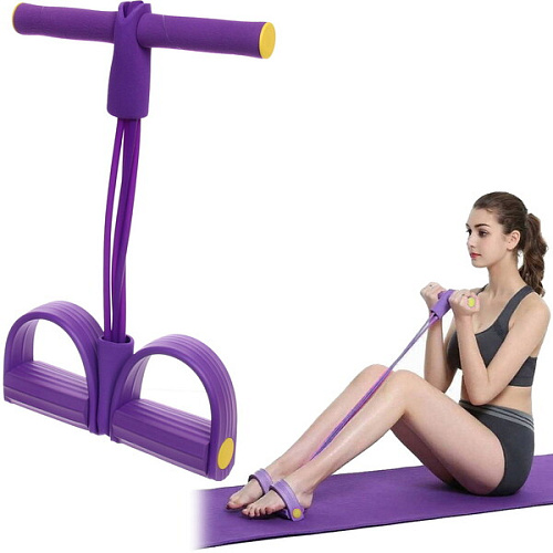 Эспандер универсальный с упорами для ног "Fitness" 45*25 см (нагрузка 18 кг), фиолетовый
