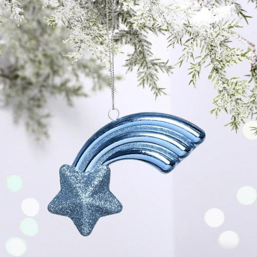 Ёлочная игрушка "Звезда желаний" 11*5*1,5 см, голубой