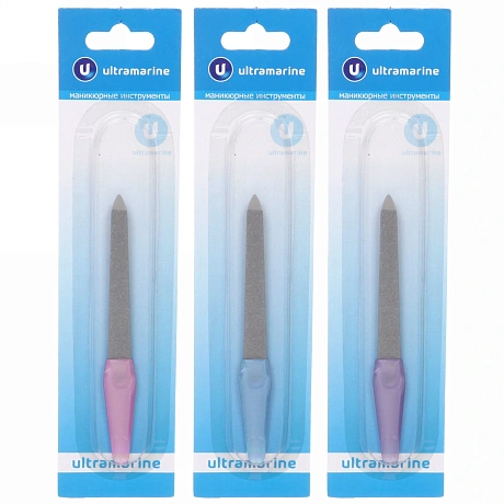 Пилка для ногтей металлическая на блистере "Ultramarine", цвет ручки микс, цвет пилки серебро,12,7см