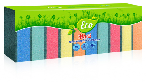 Губка для посуды 10шт макси "ECO LINE"