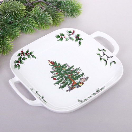 Блюдо керамическое "Ёлочка" с ручками 24*19*3,8см