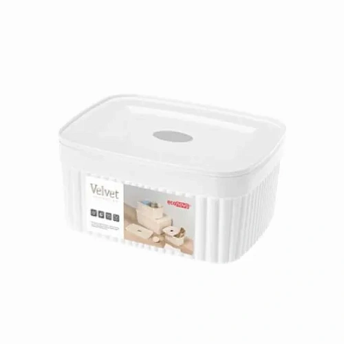 Лоток с крышкой для хранения "VELVET", цвет белый, 15*11,5*7см / 0,9л
