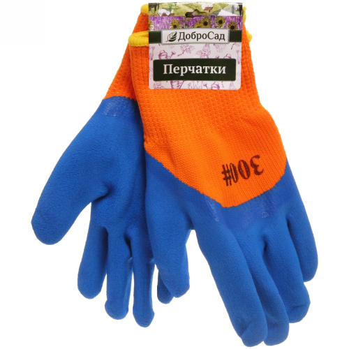 Перчатки акриловые с двойным резиновым обливом 3/4, утеплённые ДоброСад