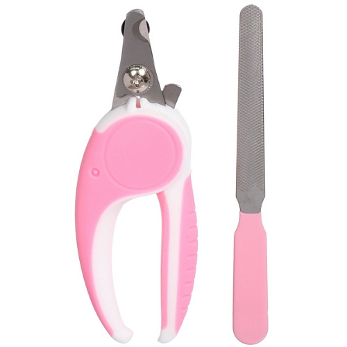 Набор для груминга Нежный  Бро, когтерез и пилка, цвет белыйрозовый  (блистер U)_3