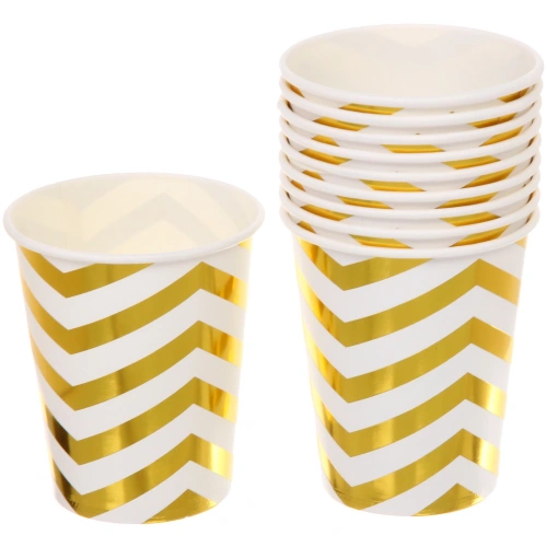Стакан бумажный 0,2л в наборе 10 шт "Зигзаг", золото
