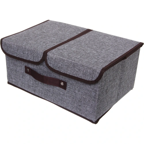 Короб - органайзер складной стеллажный для хранения вещей "ДОМания", цвет серый, два отделения, 36*25*16см (лейбл)