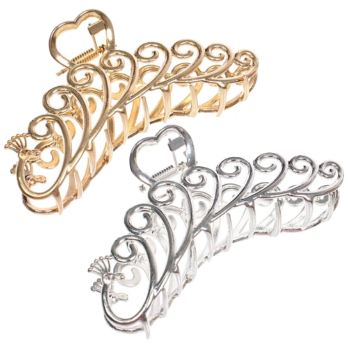 Заколка - краб для волос на блистере "PREMIUM", версаль, цвет серебро и золото, 10см●