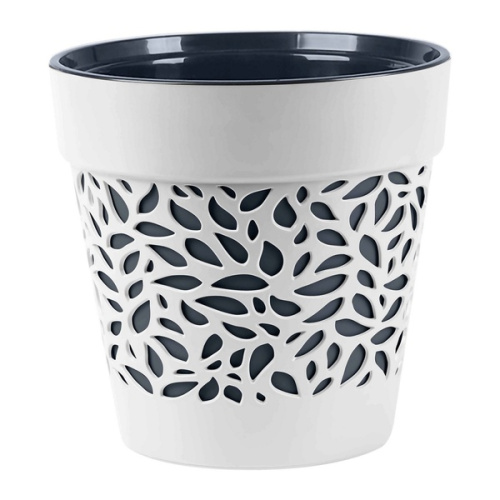 Кашпо для цветов пластиковое 3,5л d-16,8см "Блоссом" Белый/Антрацит