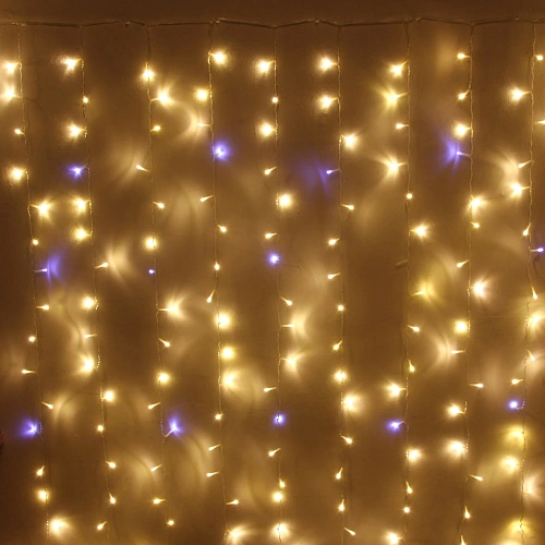 Гирлянда для улицы ЗАНАВЕС Мерцание ш2 в1,5 м 320 ламп LED, прозрачпров, Теплый белый, белый мерцает (возможность соединения)_2