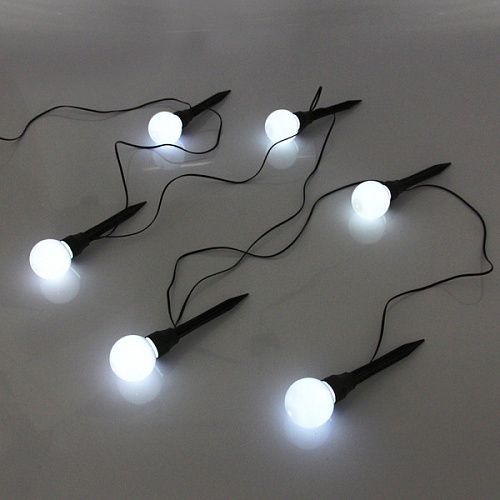 Гирлянда для улицы Светящийся шар 35 м 6 ламп LED (d=5 см) чёрнпров, 1 реж,IP-54, Белый (солнечная батарея)_5