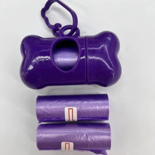 Контейнер с 3 упаковками пакетов для уборки за собакой с карабином, цвет красный (3*15шт)