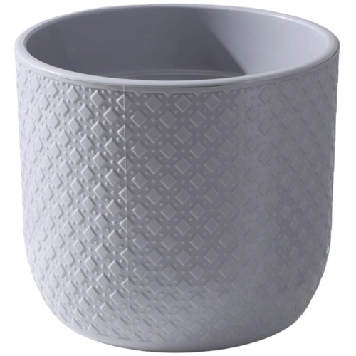 Кашпо для цветов пластиковое 4,5л d-19см "Клевер" во вставкой серый шёлк