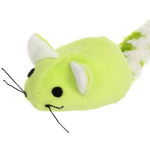 Игрушка - мышка для кошек ЦЕПКИЕ ЛАПКИ, цвет зеленый, шуршащий хвостик 7см_4
