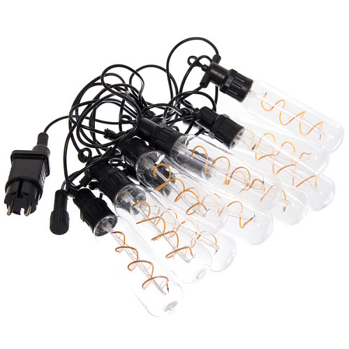 Гирлянда для улицы Солнечная спираль 5 м 10 ламп LED (134 см) чёрнпров, 1 реж,IP-54 (220 V), Теплый белый_6