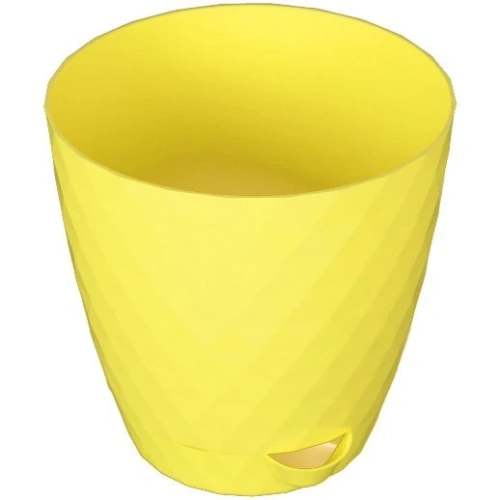 Горшок для цветов пластиковый 1л d-13,5см "Румба" с поддоном лимон