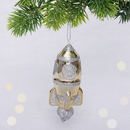 Елочная игрушка "Новогодняя ракета" 12*5*5 см, золото