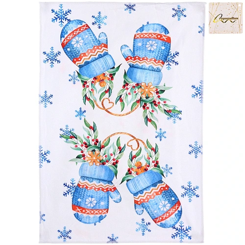 Полотенце кухонное "Winter - Варежки" 40*57 см, микрофибра 200 гр/м2