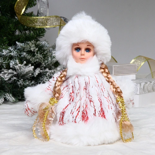 Снегурочка для подарков и конфет "Яркий наряд" 25 см (красная шубка)