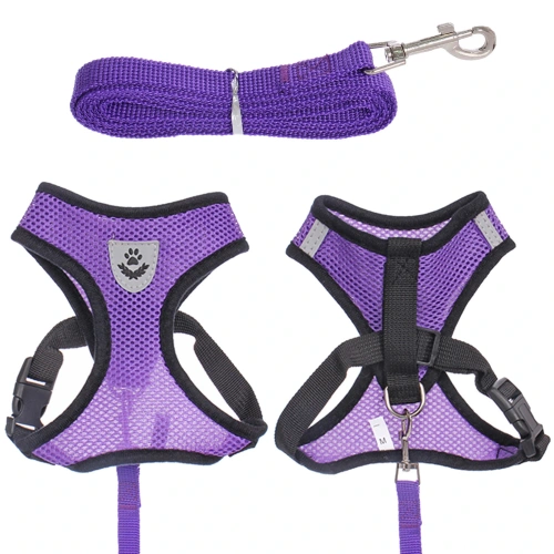 Шлейка с поводком 118см "Sweet puppy" размер M, цвет фиолетовый