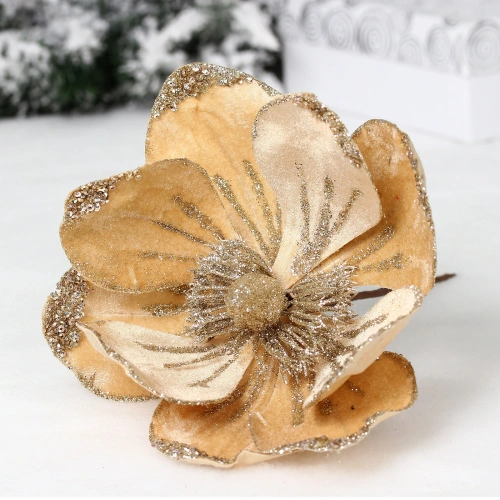 Украшение новогоднее "Пуансеттия - Пастель" 20 см, Шампань