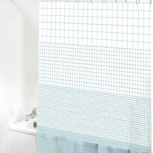 Штора для ванной EVA 180*180 "Селфи" Ферони серо-синяя 1393-3