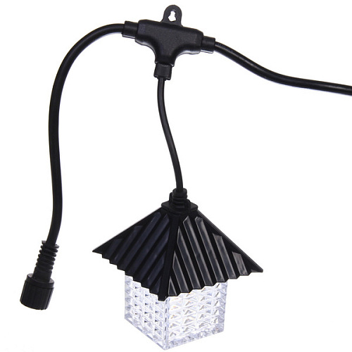 Гирлянда для улицы Домики 5 м 10 ламп LED (8,510 см) чернпров, 1 реж,IP-55 (220 V), Белый_13