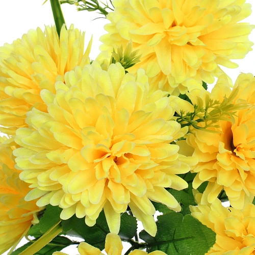 Искусственные цветы Цветочная мелодия Хризантемы 40см 7 цветков желтые_5