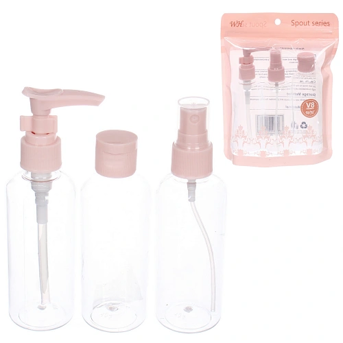 Флаконы дорожные в ZIP пакете 3шт "COMFORT", цвет крышек розовый, (100*3мл)✦