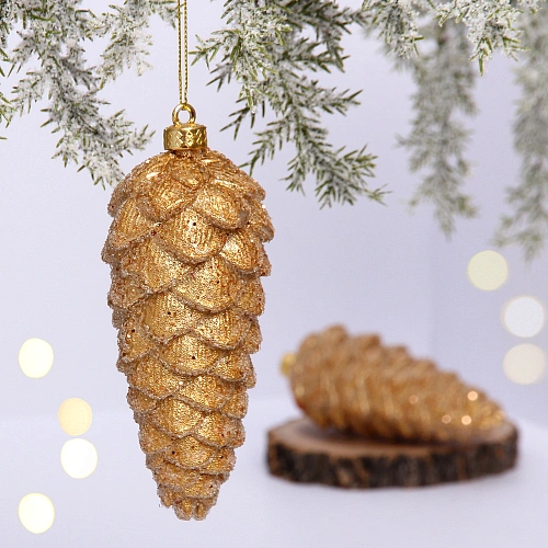 Ёлочные игрушки VERSAILLES "Снежные шишки" 14*6 см (набор 2 шт), Розовое золото