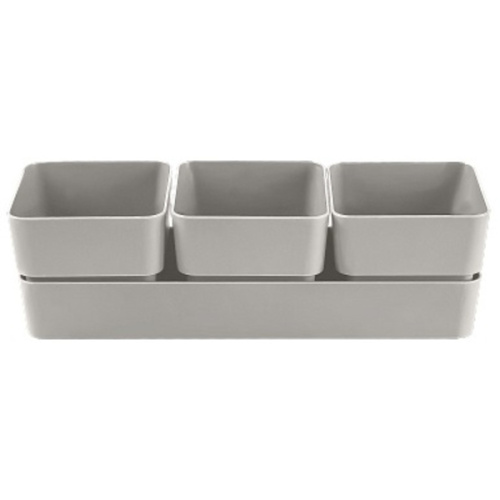 Кашпо для цветов пластиковое 0,45л 29,2*9,6см "Фиори" Трио серый жемчуг