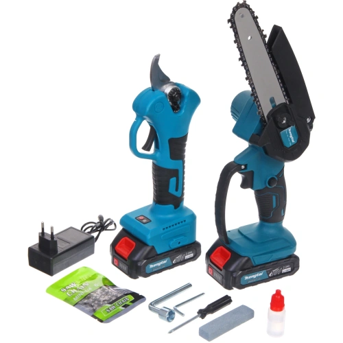 Набор пила цепная+секатор аккумуляторные Mengtai (18В, 2,0Ач Li-ion аккум. 2шт, ЗУ 2 цепочки) MGT-4K